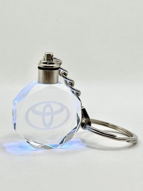 Customized Laser Engraved All Car with Logo Crystal Glass Keychain with Color Changing LED Lights (For Toyota)!!