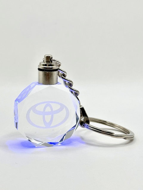 Customized Laser Engraved All Car with Logo Crystal Glass Keychain with Color Changing LED Lights (For Toyota)!!