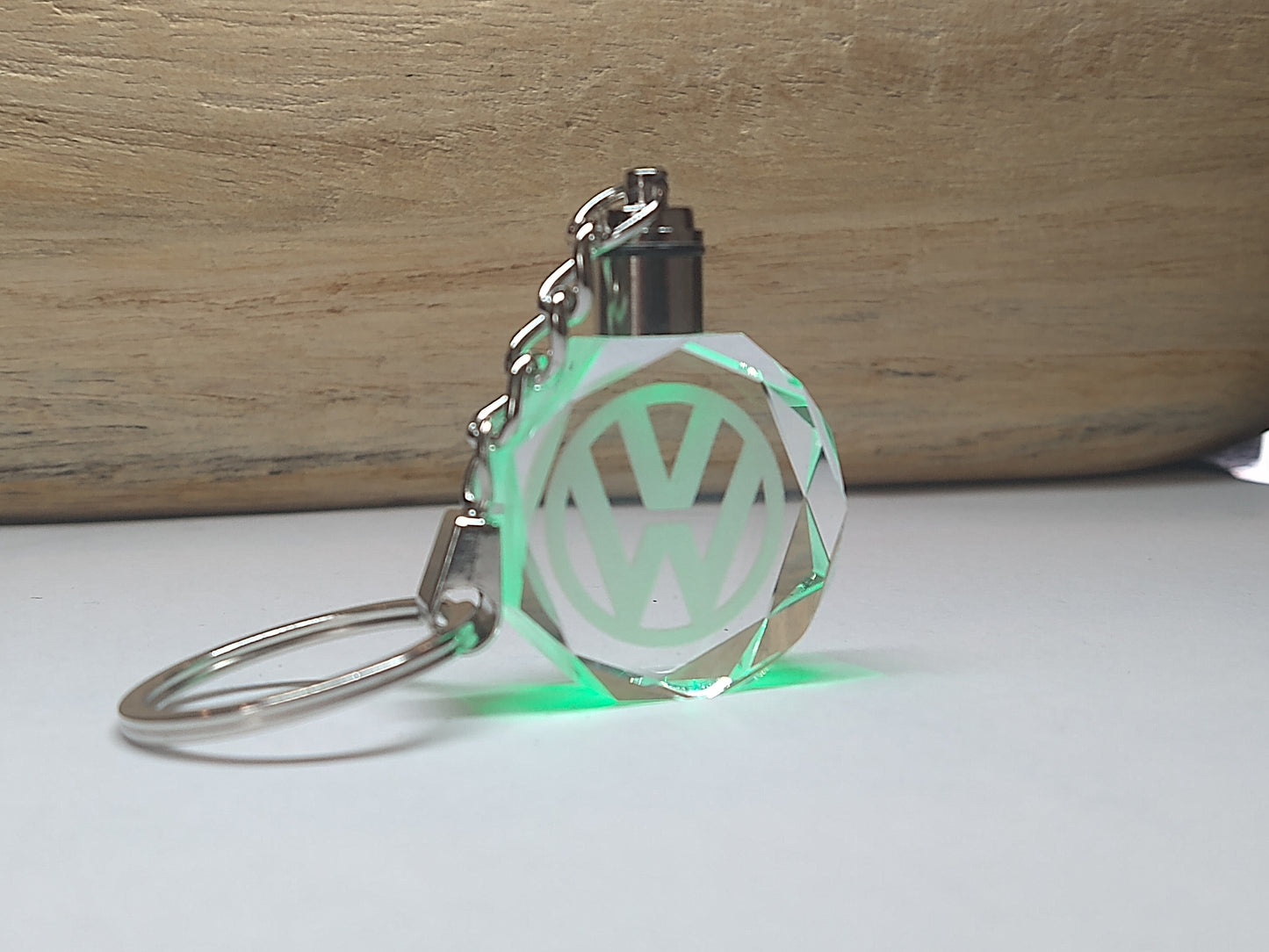 Customized Laser Engraved All Car with Logo Crystal Glass Keychain with Color Changing LED Lights (For Volkswagen)!!