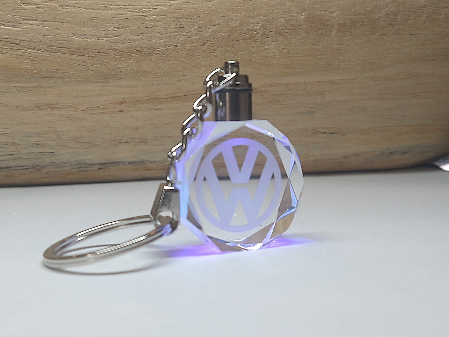 Customized Laser Engraved All Car with Logo Crystal Glass Keychain with Color Changing LED Lights (For Volkswagen)!!