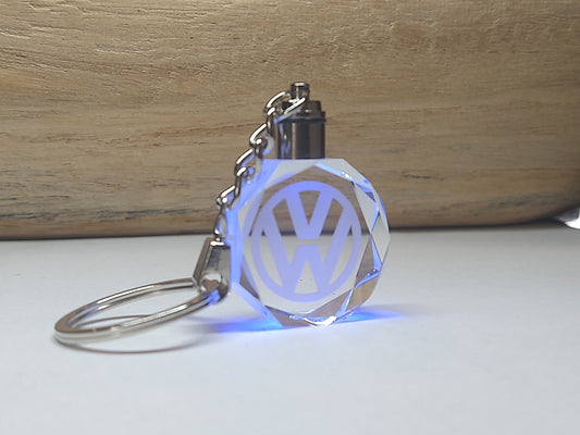 Customized Laser Engraved All Car with Logo Crystal Glass Keychain with Color Changing LED Lights (For Volkswagen)!!