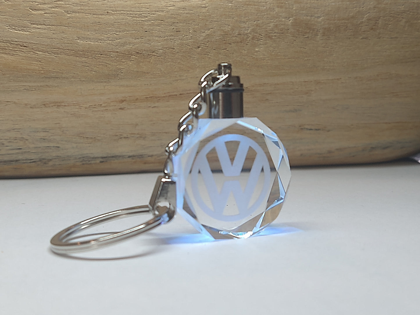 Customized Laser Engraved All Car with Logo Crystal Glass Keychain with Color Changing LED Lights (For Volkswagen)!!