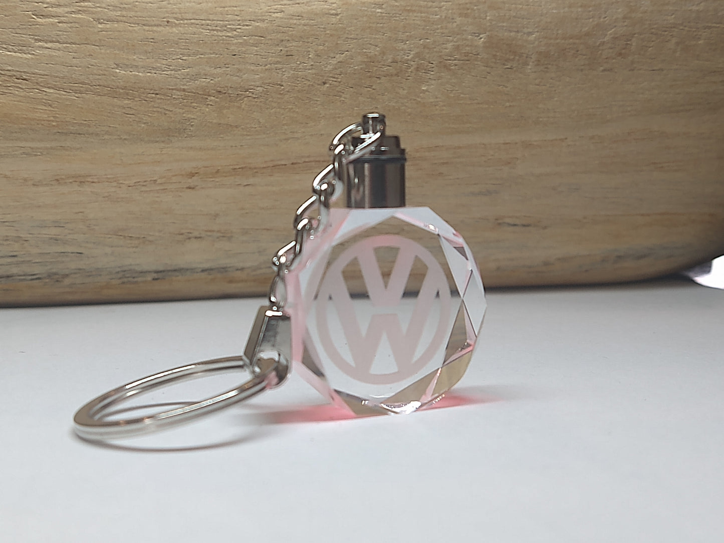 Customized Laser Engraved All Car with Logo Crystal Glass Keychain with Color Changing LED Lights (For Volkswagen)!!
