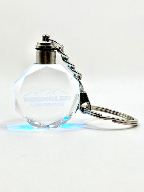 Customized Laser Engraved All Car with Logo Crystal Glass Keychain with Color Changing LED Lights (For Wrangler)!!