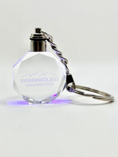 Customized Laser Engraved All Car with Logo Crystal Glass Keychain with Color Changing LED Lights (For Wrangler)!!