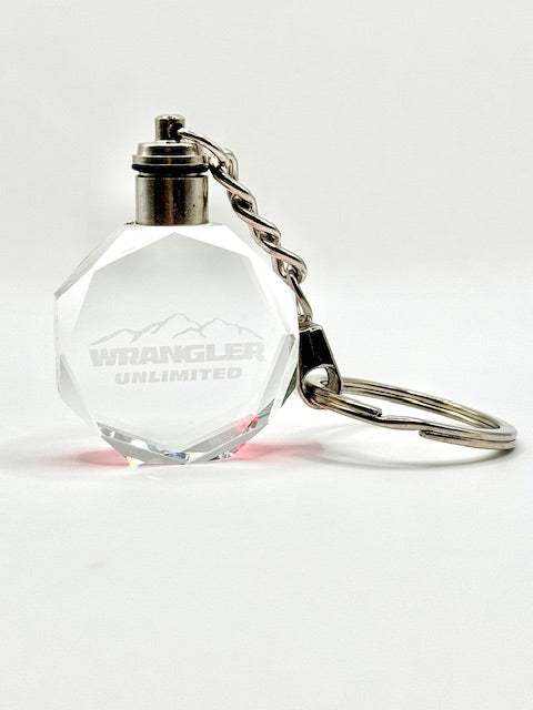 Customized Laser Engraved All Car with Logo Crystal Glass Keychain with Color Changing LED Lights (For Wrangler)!!