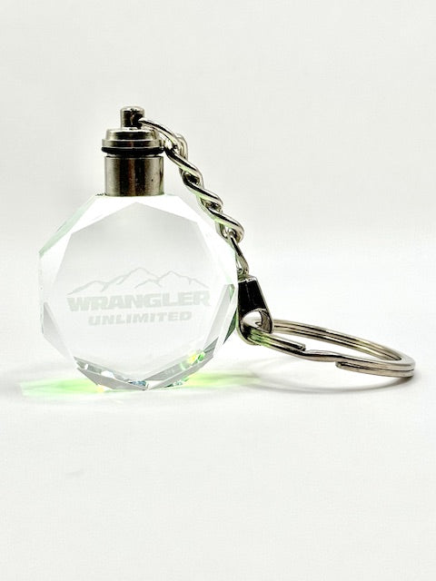 Customized Laser Engraved All Car with Logo Crystal Glass Keychain with Color Changing LED Lights (For Wrangler)!!