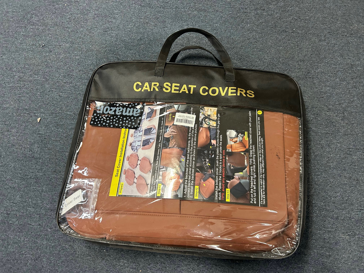 F150 Seat Covers, Napa Leather, Custom fit 2015-2026 F150 XLT XL Super Crew and 2017-2026 F250 F350 F450 XLT XL Super Duty Crew Cab(Full Set, Brown)