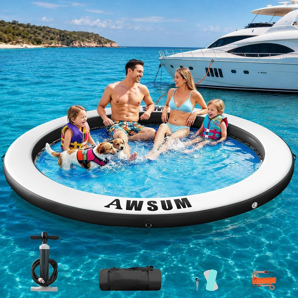 AWSUM Inflatable Water Hammock for Adults, Round Boat Float for Lake Ocean