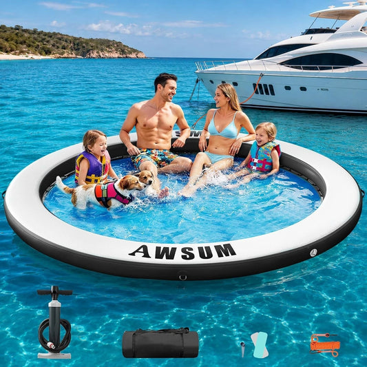 AWSUM Inflatable Water Hammock for Adults, Round Boat Float for Lake Ocean