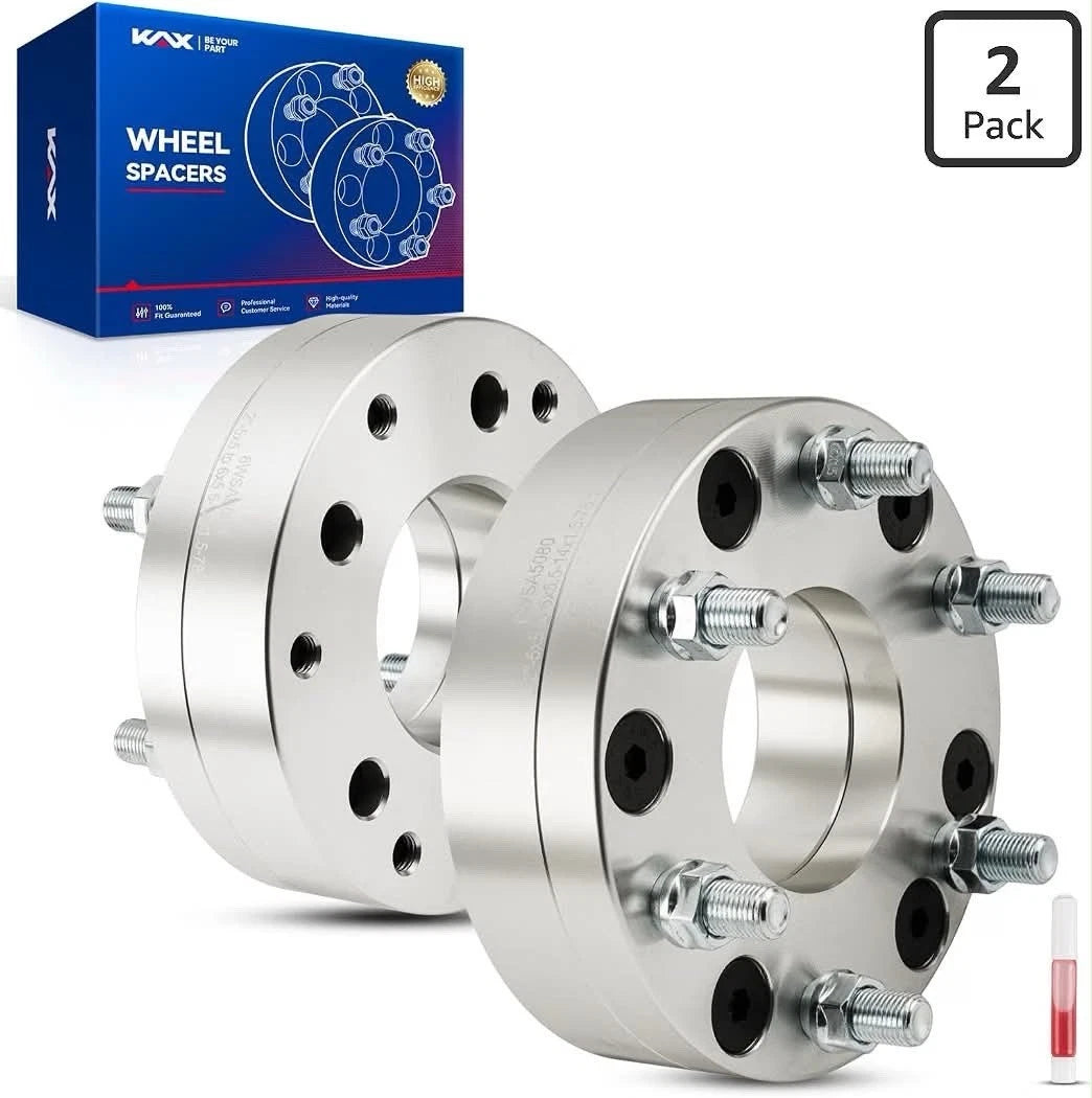 KAX 5x5 to 6x5.5 Wheel Adapters 2” 5 Lug to 6 Lug 2PCS M14x1.5