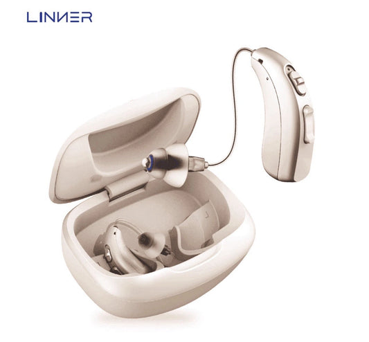 LINNER Mercury Rechargeable Digital Hearing Aids – Beige Gold, 1 Pair
