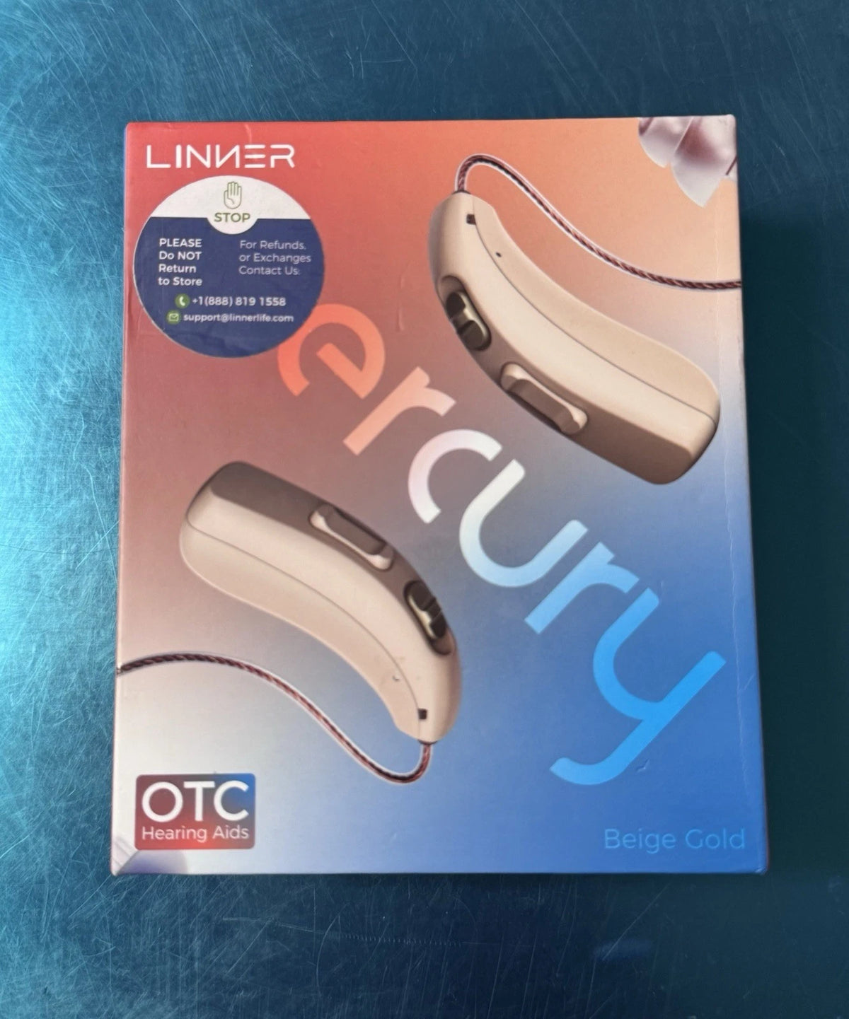 LINNER Mercury Rechargeable Digital Hearing Aids – Beige Gold, 1 Pair