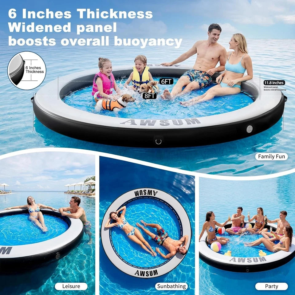 AWSUM Inflatable Water Hammock for Adults, Round Boat Float for Lake Ocean