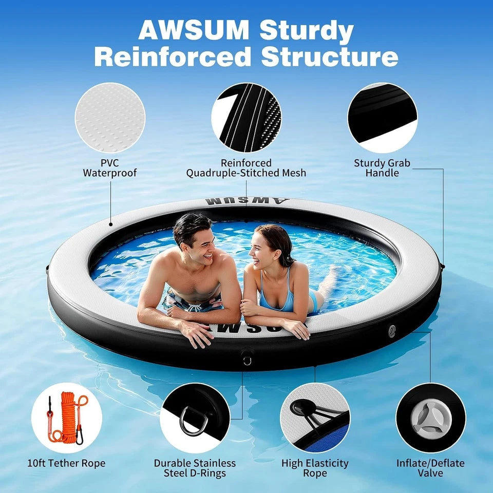 AWSUM Inflatable Water Hammock for Adults, Round Boat Float for Lake Ocean