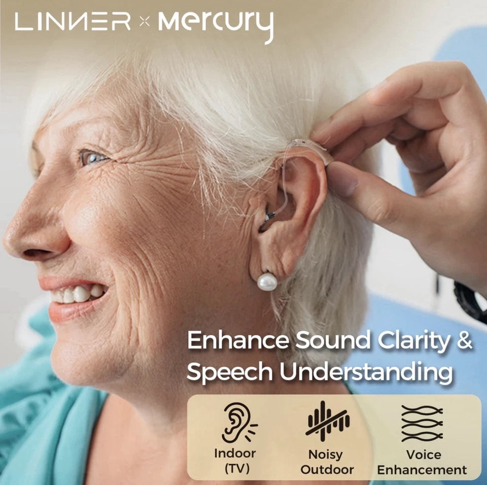 LINNER Mercury Rechargeable Digital Hearing Aids – Beige Gold, 1 Pair