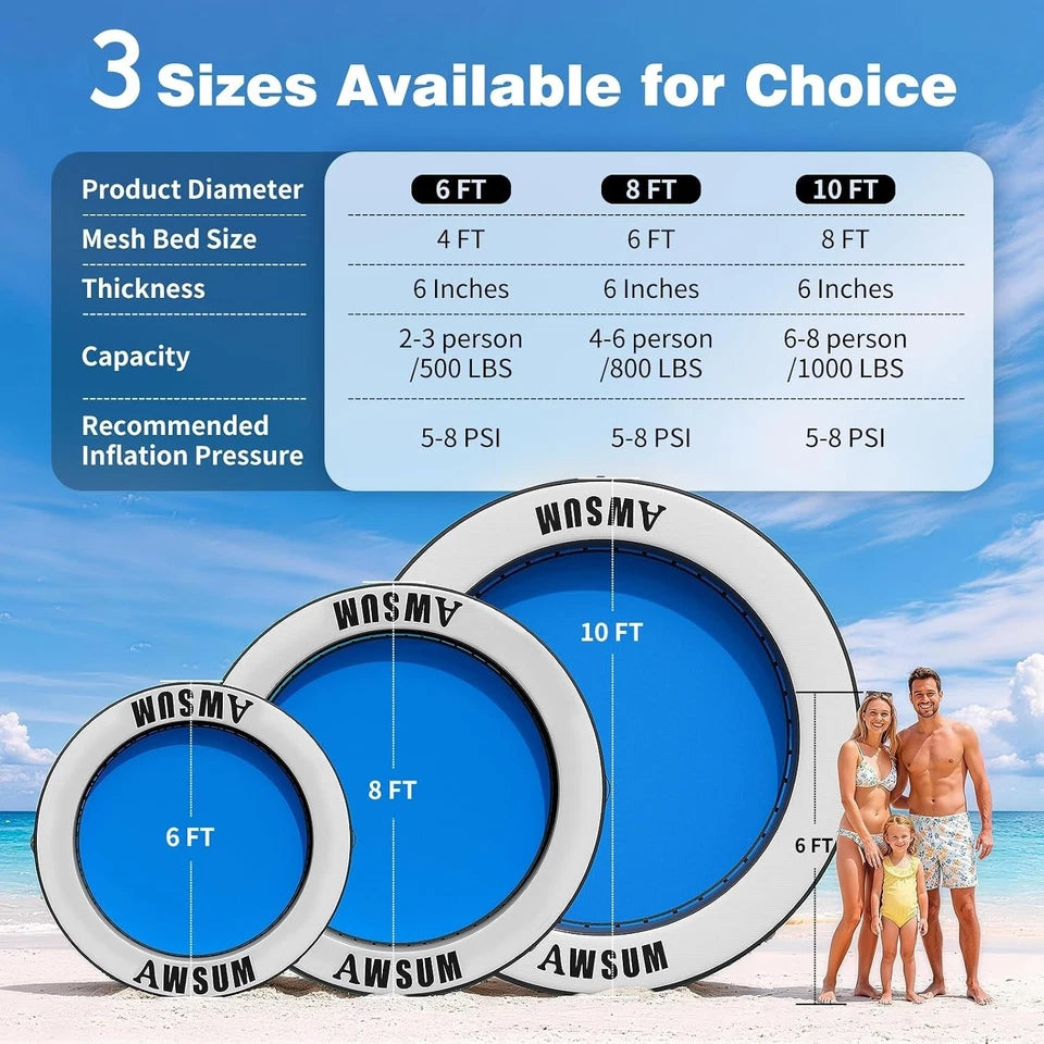 AWSUM Inflatable Water Hammock for Adults, Round Boat Float for Lake Ocean