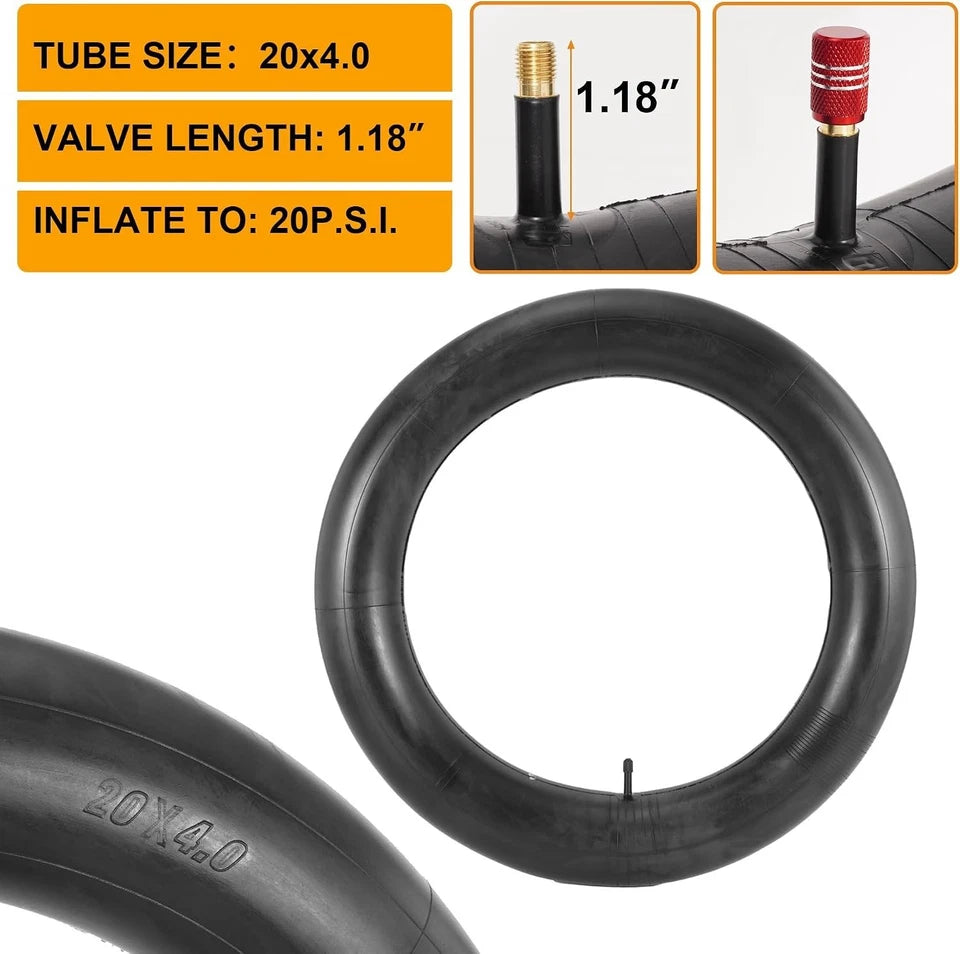 98-406 20x4.0 Fat Tire and Tube for E-Bike, MTB 2Pack-Black