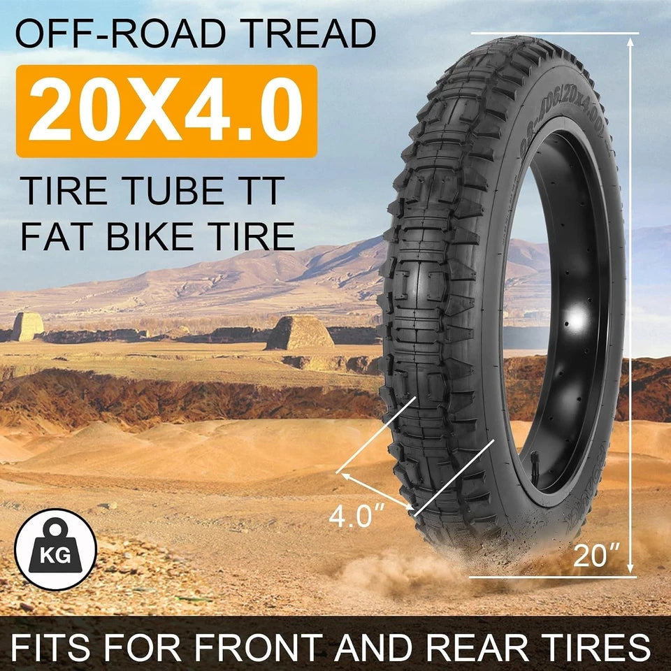 98-406 20x4.0 Fat Tire and Tube for E-Bike, MTB 2Pack-Black