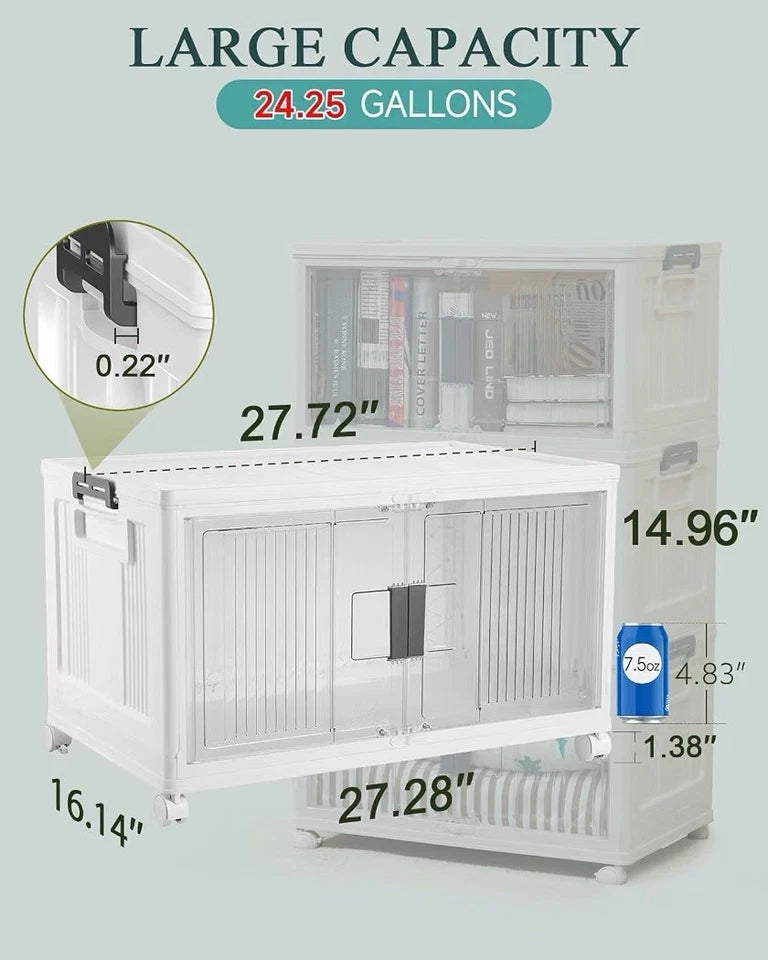 OlarHike 97QT Storage Bins with Lids for Closet, Office, Shelves, 4 P– No Wheels