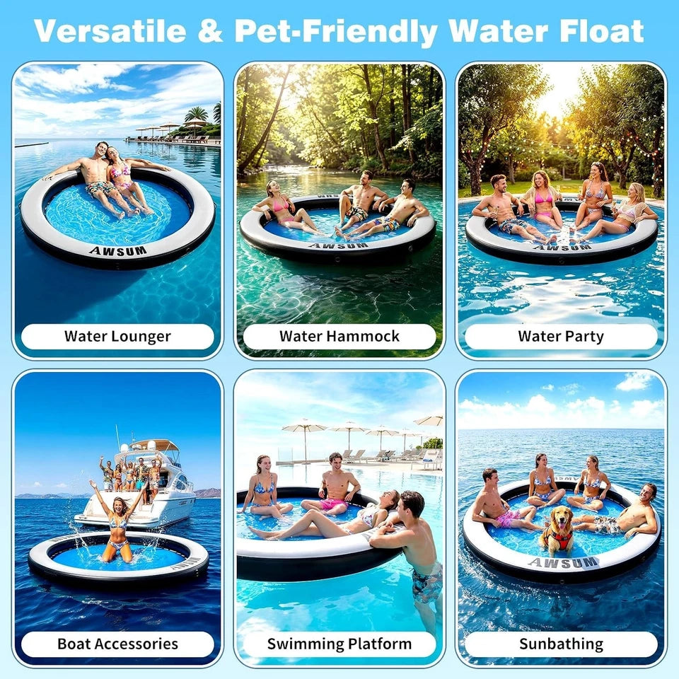 AWSUM Inflatable Water Hammock for Adults, Round Boat Float for Lake Ocean